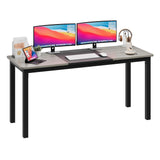 Garvee Schreibtisch 160 × 60 × 75 cm, großer Computertisch mit MDF-Arbeitsplatte, 5 cm Metallbeinen und 158 kg Tragkraft für Homeoffice, Büro und Gaming - Grau & Schwarz