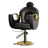Garvee Barber Chair Mit Verstellbarer Höhe, 360° Drehbasis, Ergonomisch Gepolstert Für Friseursalon, Schwarz-Gold - 