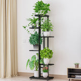 GARVEE Pflanzenständer aus Metall, 6-stufiges Blumenregal für 7 Blumentöpfe, Rostfrei und Platzsparend, Für Wohnzimmer, Balkon, Terrasse & Garten, Schwarz - Schwarz
