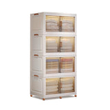 Garvee Kunststoff Stapelbare Aufbewahrungsboxen 4er Set 144QT Mit Türen & Rollen Transparent Für Schlafzimmer & Garage