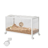 Garvee Hamsterkäfig Metall & Kunststoff Mit Rollen Für Zwerghamster & Meerschweinchen, Transparent, Mobil, Leicht Montierbar - Weiß