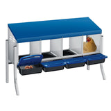 Garvee Hühnernestbox 4-Fach mit Ständer Metall Eiablagebox 106x50x70cm erhöht für 4-8 Hühner in Blau - Blau