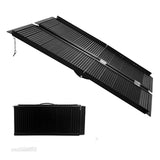 Garvee Tragbare Rollstuhlrampe 152 cm, Faltbare Aluminium Auffahrrampe mit Rutschfester Oberfläche, Bis 363 kg Tragkraft, für Zuhause & Reisen, Schwarz - Schwarz
