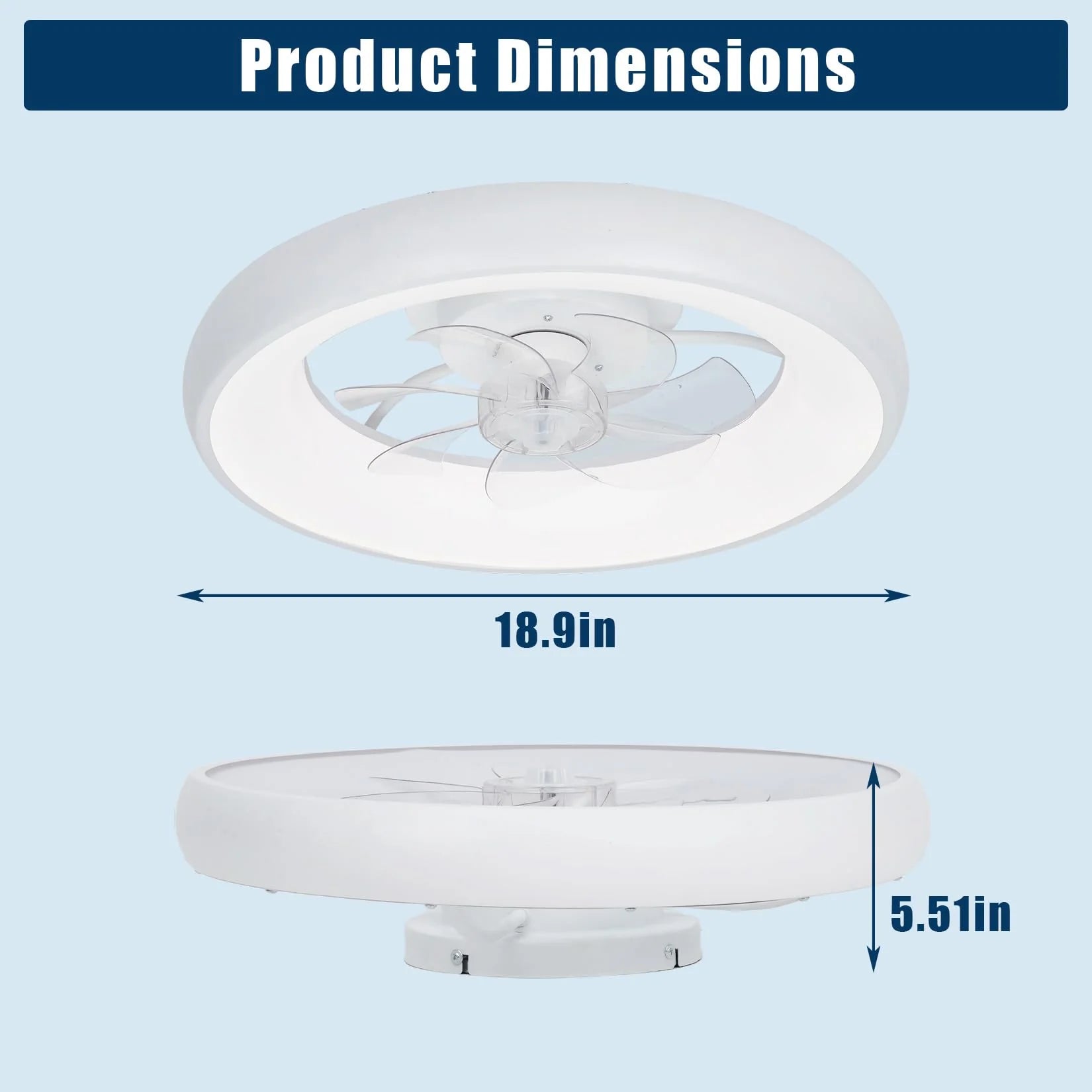 Garvee Deckenventilator Mit LED Licht, Ringdesign, Geräuschlos, Acryl, Für Schlaf & Wohnzimmer, Weiß