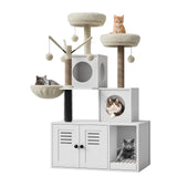 Garvee Katzenmöbel 2-in-1 Litter Box & Kratzbaum Mit Sisal Plüsch Für Wohnzimmer Mehrere Ebenen Modern - 