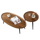 Garvee Couchtisch Set 2, Nesting, Walnuss, MDF, Metallbeine, Für Wohnzimmer & Balkon