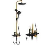Garvee Regenbrause-Set, versenkbar – 3-teilig inkl. Handbrause, Schlauch, Stange & Anschluss-Set (Schwarz&Gold) - Schwarz&Gold
