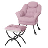 Garvee Lazy Chair Ergonomischer Lesesessel Mit Fußstütze Für Kleine Räume, Faltbar, PP-Baumwollpolster, Waschbarer Bezug, Modernes Design - Rosa