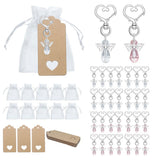 Garvee Engel Schlüsselanhänger Set Mit Perlen, Metallanhänger & Organza Beutel Für Taufen, 6.5cm, Weiß