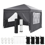 Garvee Pop Up Pavillon 3×3 m, Wasserdicht, Mit 4 Seitenwänden, 600D Oxford, Für Camping & Partys, Grau - Grau