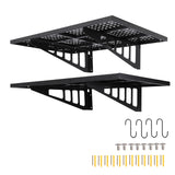 Garvee 2er-Set Schwerlast-Garagenwandregale 2x3ft Stahl Wandmontiert Für Werkstatt & Garage 560 lbs Tragkraft Schwarz - schwarz