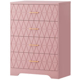 Garvee Kommode mit 4 Schubladen, 80 × 98 cm, für Schlafzimmer und Wohnzimmer, Rosa - Rosa
