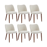 Garvee Esszimmerstühle 6er-Set, moderne Polsterstühle mit Leinenstoff, Flügelrückenlehne & Holzbeinen, Weiß