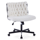 Garvee Criss Cross Bürostuhl 66 cm, Armlos, Drehbar, Mit Rollen, Breiter Sitz - Weiß