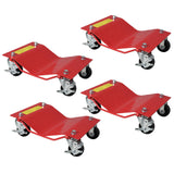 Garvee Auto-Rad-Dolly aus Stahl, 4 Stück, 2721 kg Tragkraft, 360° Rollen mit Bremse, Werkstatt - Rot