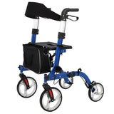 Garvee 2-in-1 Rollator & Transportstuhl, 150 kg(330 lbs), Geländeräder, Doppelbremse, Aluminiumrahmen, Senioren - Blau