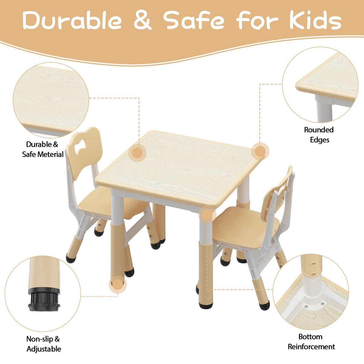 Kindertisch und Stühle aus sicherem HDPE Material