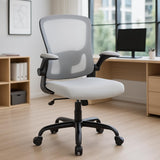 Garvee Ergonomischer Bürostuhl Mesh Mit Verstellbarer Lordosenstütze Und Klappbaren Armlehnen Für Home Office, 360° Drehbar, Grau - grau