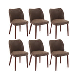 Garvee Esszimmerstühle 6er-Set, gepolstert mit PU-Leder, mit Rückenlehne und Holzbeine, Braun - Braun