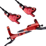 Garvee MTB Hydraulische Scheibenbremsen Set, 4-Kolben, Aluminium, Rot, Für Mountainbike & E-Bike - Rot