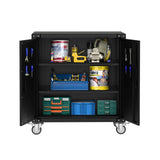 Garvee Werkzeugschrank Rollbar, Metall, 2 Regale, Pegboard, Für Werkstatt, Mobil, Schwarz
