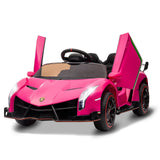 Garvee 12V Kinder Elektroauto – Flügeltüren, LED, MP3, Fernbedienung, 3 Geschwindigkeiten, Rosa, Ab 3 Jahren - Rosa