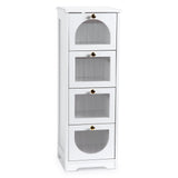 Garvee Badezimmer Boden Schrank Mit 4 Schubladen, Wasserdicht, Weißes Holz, Goldene Griffe, Kompakt Für Bad & Wohnzimmer, 11.8x11.8x33.1 Zoll