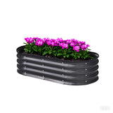 Garvee Verzinktes Ovales Bodenloses Hochbeet Aus Metall Für Garten 195x60x28cm Mit Sicherheitsrand