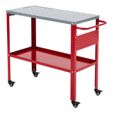 Garvee Schweißtisch Mobil 91×46 cm, 544 kg Tragkraft, Stahl, 16 Mm Löcher, Mit Rollen