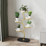 Garvee 5-Stufiges Pflanzenregal Metall Blumentopfständer Asymmetrisch Für Balkon Wohnzimmer Garten Platzsparend - Wie gezeigt