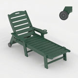 GARVEE HDPE Gartenliege mit Rädern, Verstellbare Sonnenliege mit Getränkehalter, Wetterfest und Pflegeleicht, Ideal für Pool, Strand und Garten, Grün - Grün
