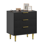 Garvee Fluted Dresser Holzkommode Mit 3 Schubladen, Metallgriffe & Füße, Schwarz, Kratzfest, Anti-Kipp Für Schlafzimmer & Wohnzimmer - grün