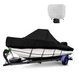 Garvee Bootsplane für Center Console Boote 4,9–5,6 m, wasserdichte Persenning aus 600D Oxford Gewebe, UV-beständig für Anhänger, Lagerung & Outdoor Schutz, Schwarz - Schwarz