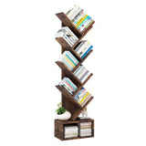 Garvee Baum Bücherregal 8-Stufig, Robust & Platzsparend, MDF-Holz, Vintage Design, Für Wohnzimmer & Kinderzimmer, 14.9"D x 8.1"W x 51.5"H