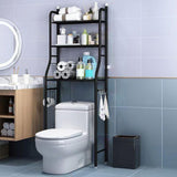 Garvee 3-Stufiges Freistehendes Metall-Badezimmerregal Mit Haken Und Papierhalter Für Bad WC Wäsche Schwarz Platzsparend - Silber