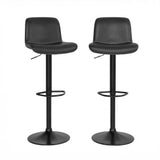 Garvee Barhocker 2er-Set, mit Rückenlehne & Fußstütze, PU-Kunstleder, Metall, Schwarz, 360° drehbar, höhenverstellbar - Schwarz