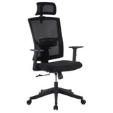 Garvee Ergonomischer Bürostuhl mit 2D-Kopfstütze, verstellbarer Lendenstütze und Armlehnen, Mesh-Schreibtischstuhl mit Wippfunktion, 159 kg Tragkraft - Schwarz