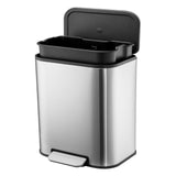 Garvee Edelstahl Mülleimer 20L Rechteckig Mit Soft-Close Deckel Und Fußpedal Für Küche Büro Wohnzimmer, Silber - 