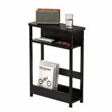 Garvee Schmaler Beistelltisch 3-Stufig Mit Magazinhalter Für Wohnzimmer Und Schlafzimmer, 18.11x7.87x25.2 Zoll, Schwarz - Schwarz
