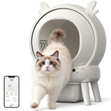 Garvee Automatisches Katzenklo Selbstreinigend, 65 L Elektrische Katzentoilette mit App-Steuerung, 9 Sicherheitssensoren, 8 L Abfallbehälter, für mehrere Katzen, Weiß - Weiß