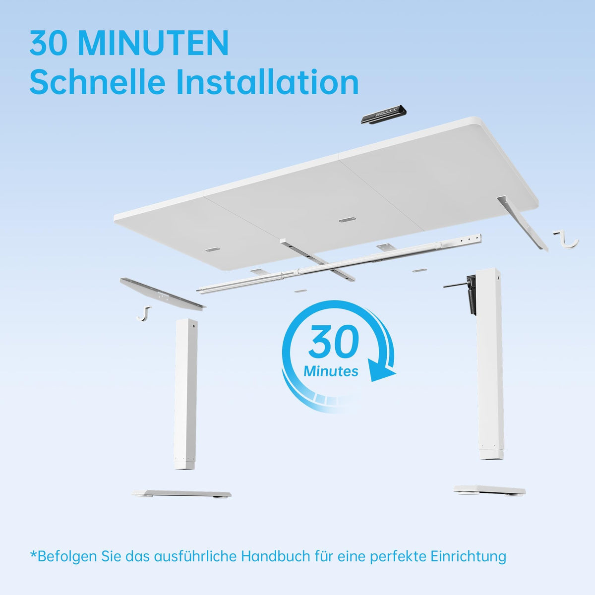 Homeoffice ergonomischer Arbeitsplatz weißer Tisch