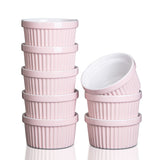 Garvee Ramekins 236 ml Porzellan 8er Set Rosa Für Souffle & Creme Brulee, Hitzebeständig, Backofenfest, Dessert & Sauce - rosa