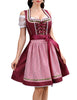Garvee Damen Midi Dirndl 3tlg Trachtenkleid Mit Weiße Spitzenbluse Und Schürze Für Oktoberfest Navy Blau 34