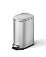 GARVEE Badmülleimer 10L aus Metall, Treteimer mit Absenkautomatik & Herausnehmbarem Inneneimer, Kompakter Badezimmer Mülleimer mit Deckel, Silber - Silber