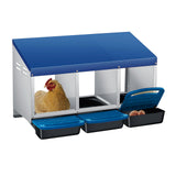 Garvee Hühnernestbox 3-Fach ohne Ständer Metall Legenest 80x50x47.5cm für 3-6 Hühner in Blau - Blau