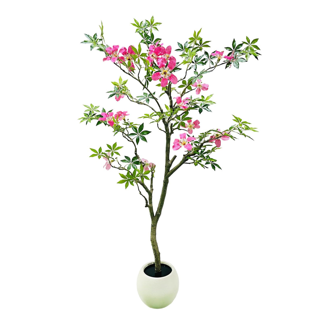 GARVEE Kunstbaum 150 cm, Realistische Dekopflanze mit Seidenblüten und Naturgetreuen Blättern, Pflegefrei und UV-Beständig, Für Wohnzimmer, Büro und Eingangsbereich