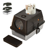 Garvee Edelstahl Katzenklo Mit Deckel, Großer Top-Einstieg, Rutschfest Für Katzen Und Hunde, 23.6"L x 15.75"W x 17.3"H - Schwarz