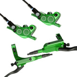 Garvee MTB Hydraulische Scheibenbremsen Set, 4-Kolben, Aluminium, Grün, Für Mountainbike & E-Bike - Grün