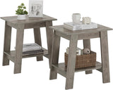 Garvee Beistelltisch Set 2er – Mit 2 Ablagen, Kompakt, Holz & Metall, Stabil, Grau - Grau