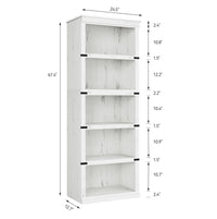 Garvee 5-stöckiges Bücherregal 62 x 32 x 171 cm, stabiles Standregal aus MDF im Kolonialstil, graues Holzregal mit Stauraum für Wohnzimmer, Büro & Arbeitszimmer, Weiß